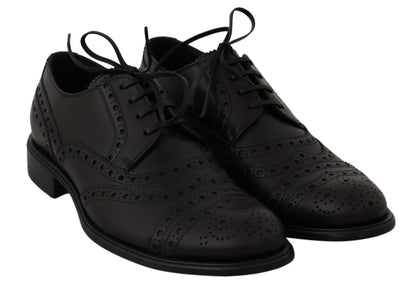 Dolce &amp; Gabbana Black Leather Wingtip Oxford Dress  Shoes