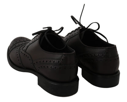 Dolce &amp; Gabbana Black Leather Wingtip Oxford Dress  Shoes