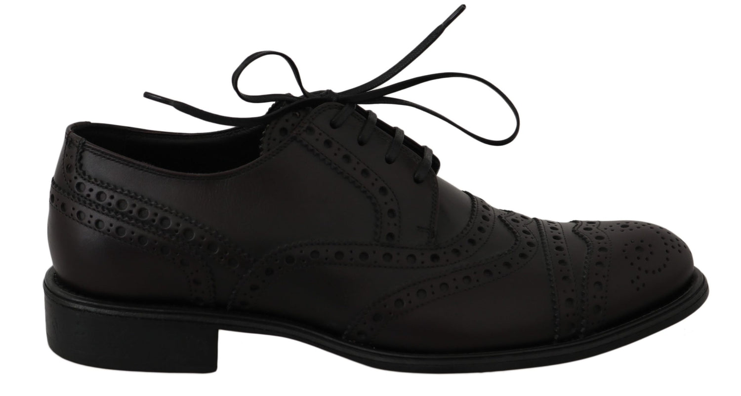 Dolce &amp; Gabbana Black Leather Wingtip Oxford Dress  Shoes