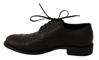 Dolce &amp; Gabbana Black Leather Wingtip Oxford Dress  Shoes