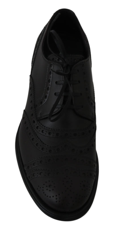 Dolce &amp; Gabbana Black Leather Wingtip Oxford Dress  Shoes
