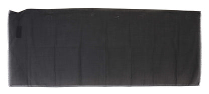 Dolce &amp; Gabbana Gray 100% Wool Striped Pattern Wrap Scarf