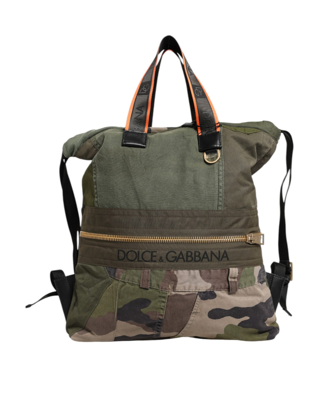 Dolce &amp; Gabbana Military Green Patchwork Rucksack Backpack Bag