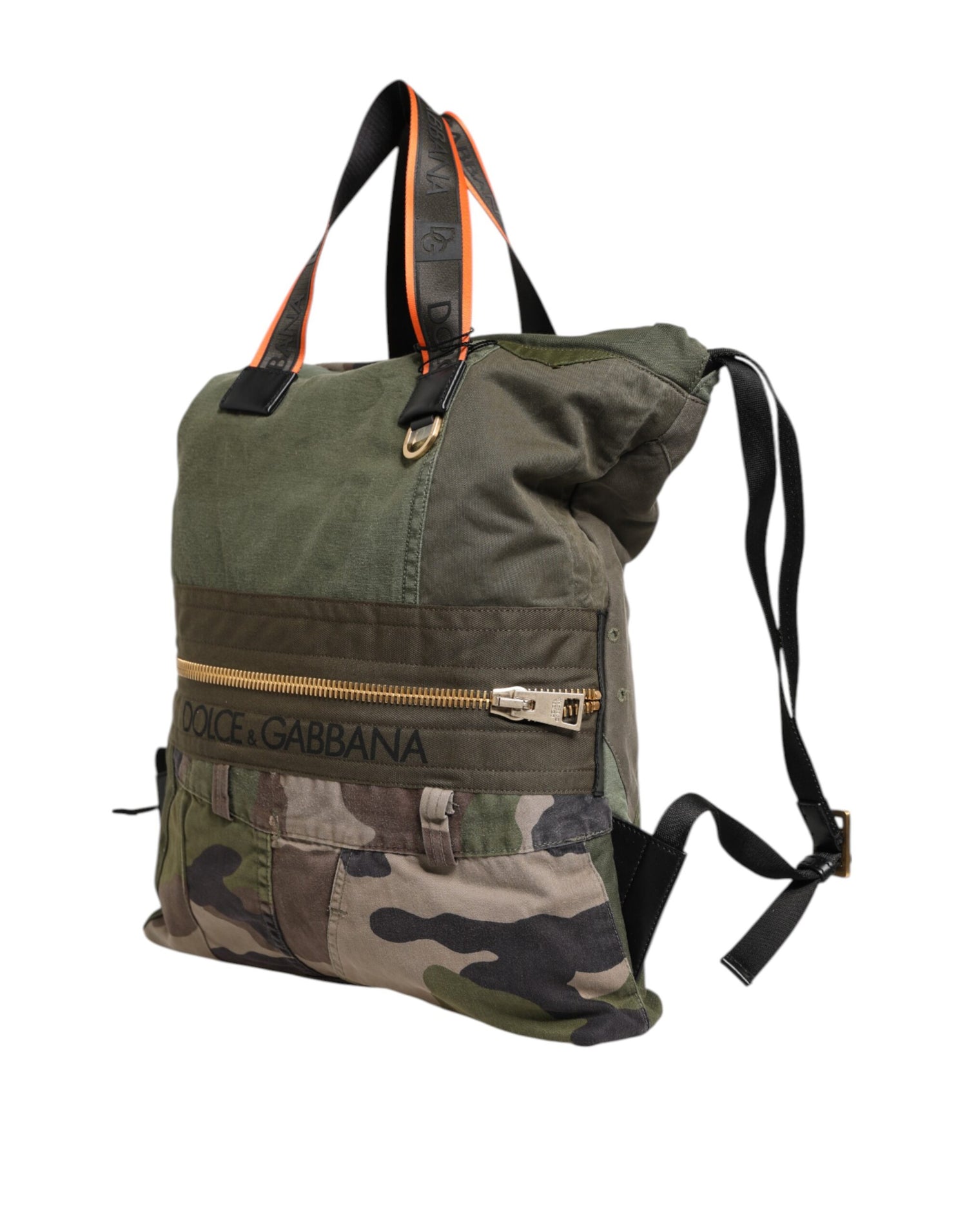 Dolce &amp; Gabbana Military Green Patchwork Rucksack Backpack Bag