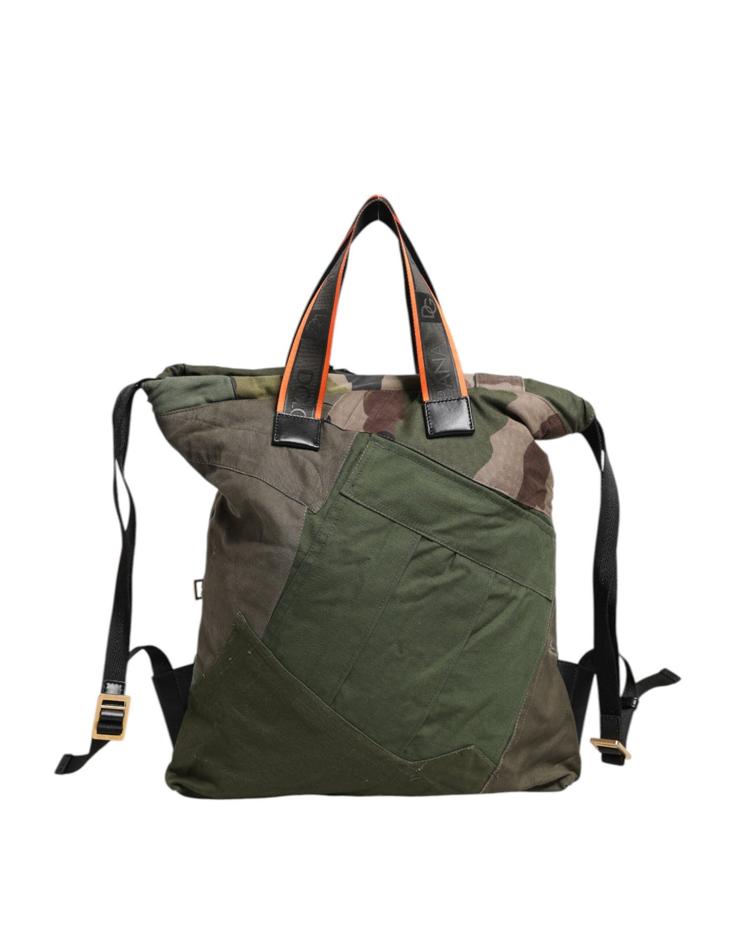 Dolce &amp; Gabbana Military Green Patchwork Rucksack Backpack Bag