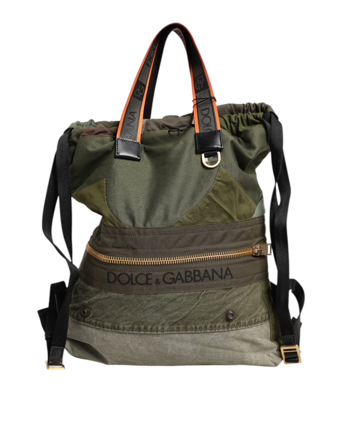 Dolce &amp; Gabbana Military Green Patchwork Rucksack Backpack Bag