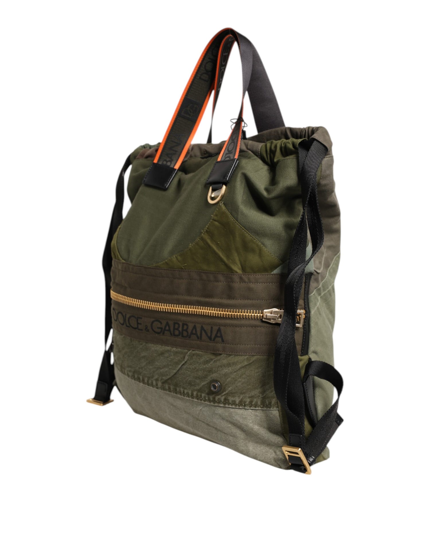 Dolce &amp; Gabbana Military Green Patchwork Rucksack Backpack Bag