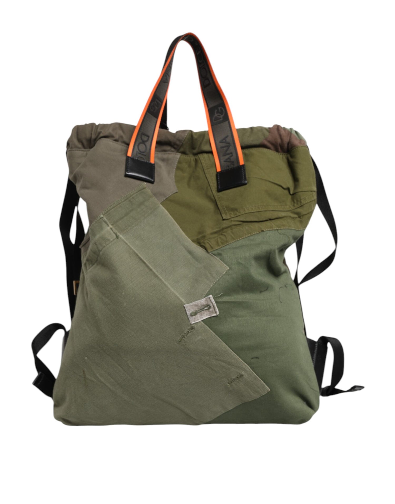Dolce &amp; Gabbana Military Green Patchwork Rucksack Backpack Bag