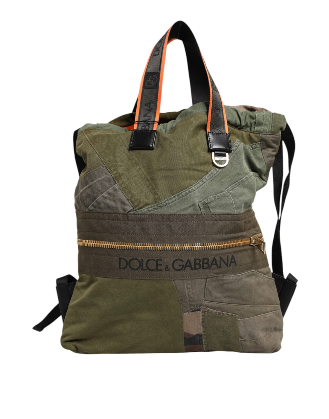 Dolce &amp; Gabbana Military Green Patchwork Rucksack Backpack Bag