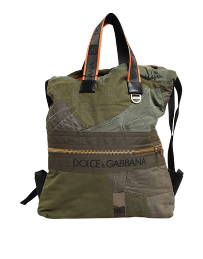 Dolce &amp; Gabbana Military Green Patchwork Rucksack Backpack Bag