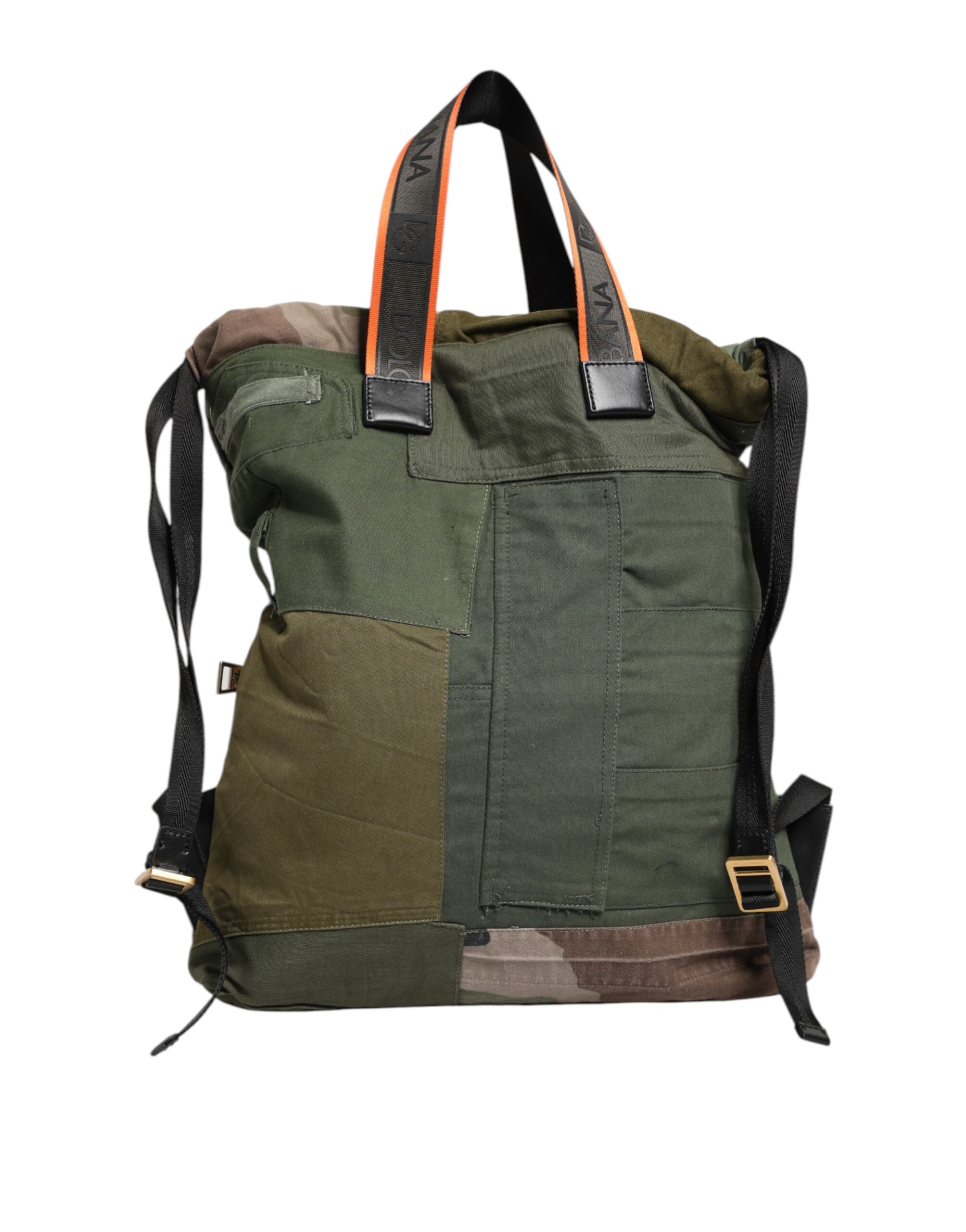 Dolce &amp; Gabbana Military Green Patchwork Rucksack Backpack Bag