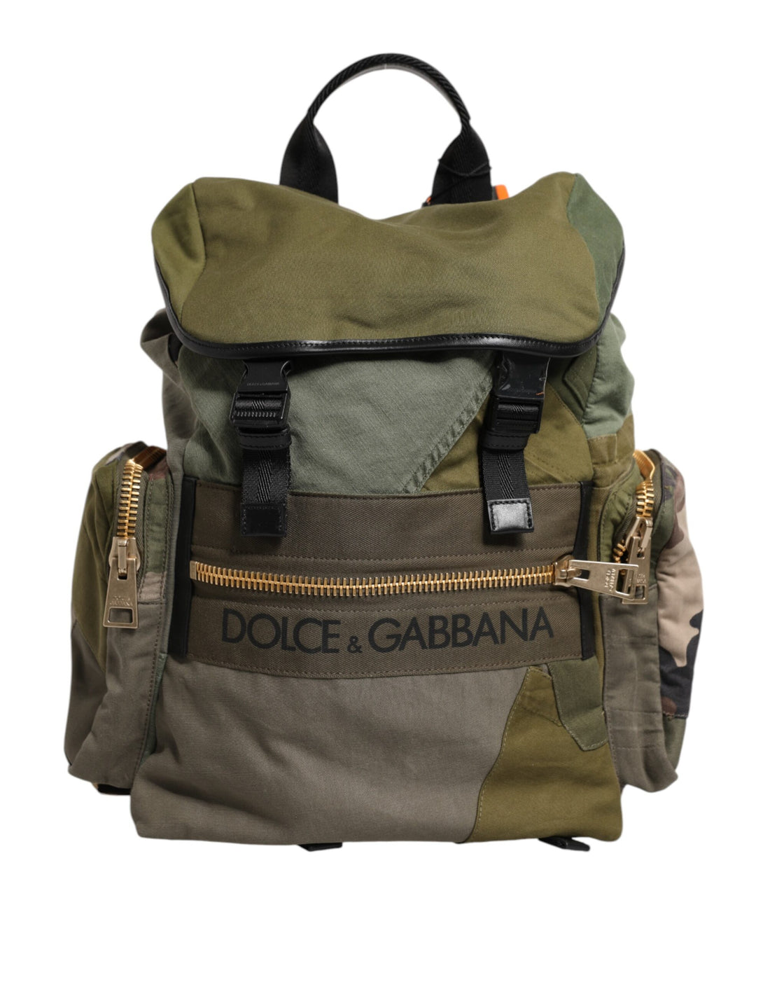Dolce &amp; Gabbana Military Green Patchwork Rucksack Backpack Bag
