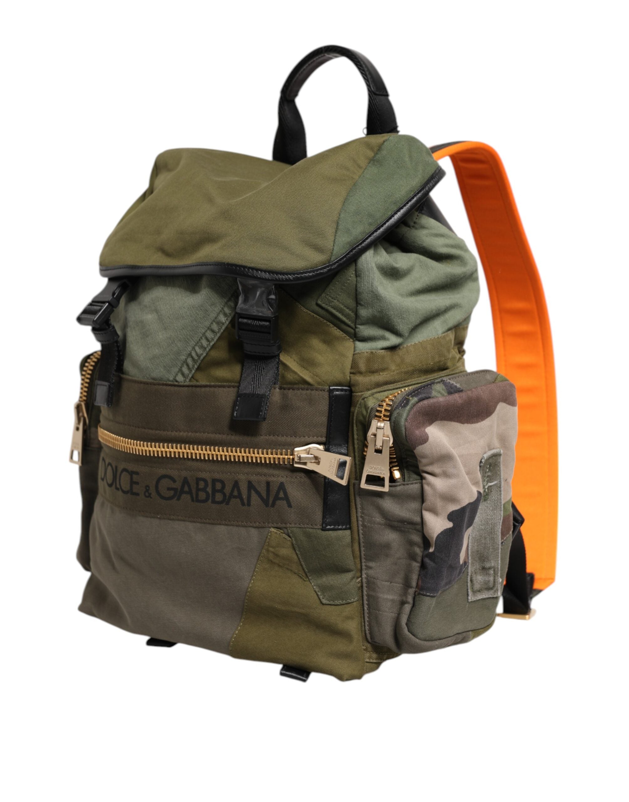 Dolce &amp; Gabbana Military Green Patchwork Rucksack Backpack Bag