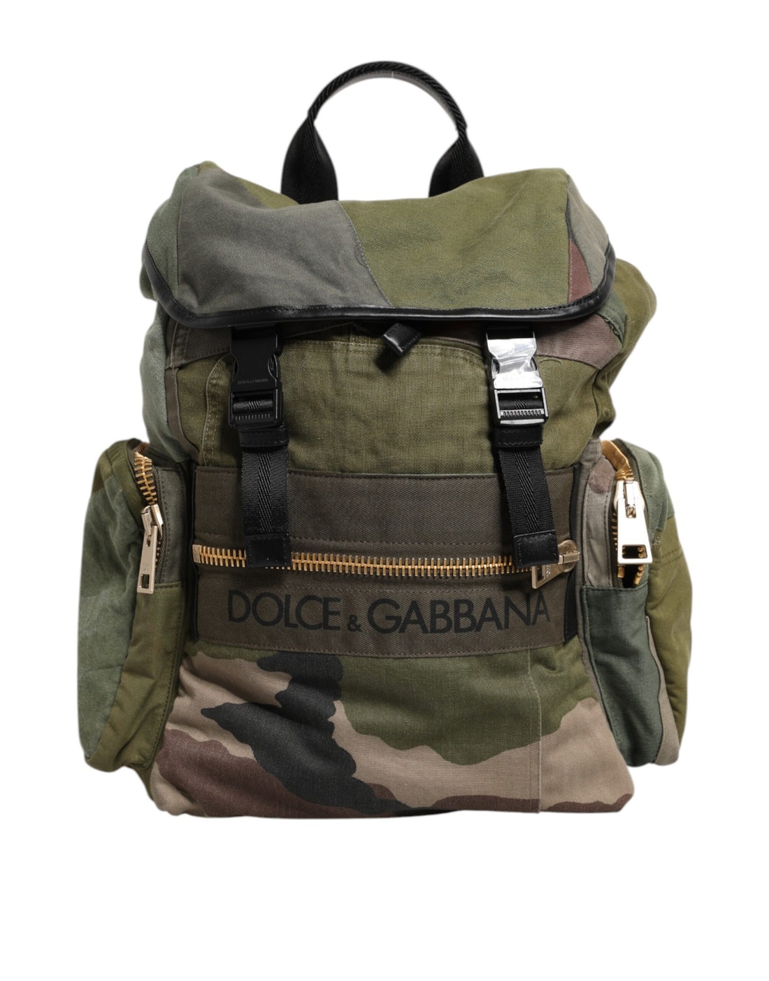 Dolce &amp; Gabbana Military Green Patchwork Rucksack Backpack Bag