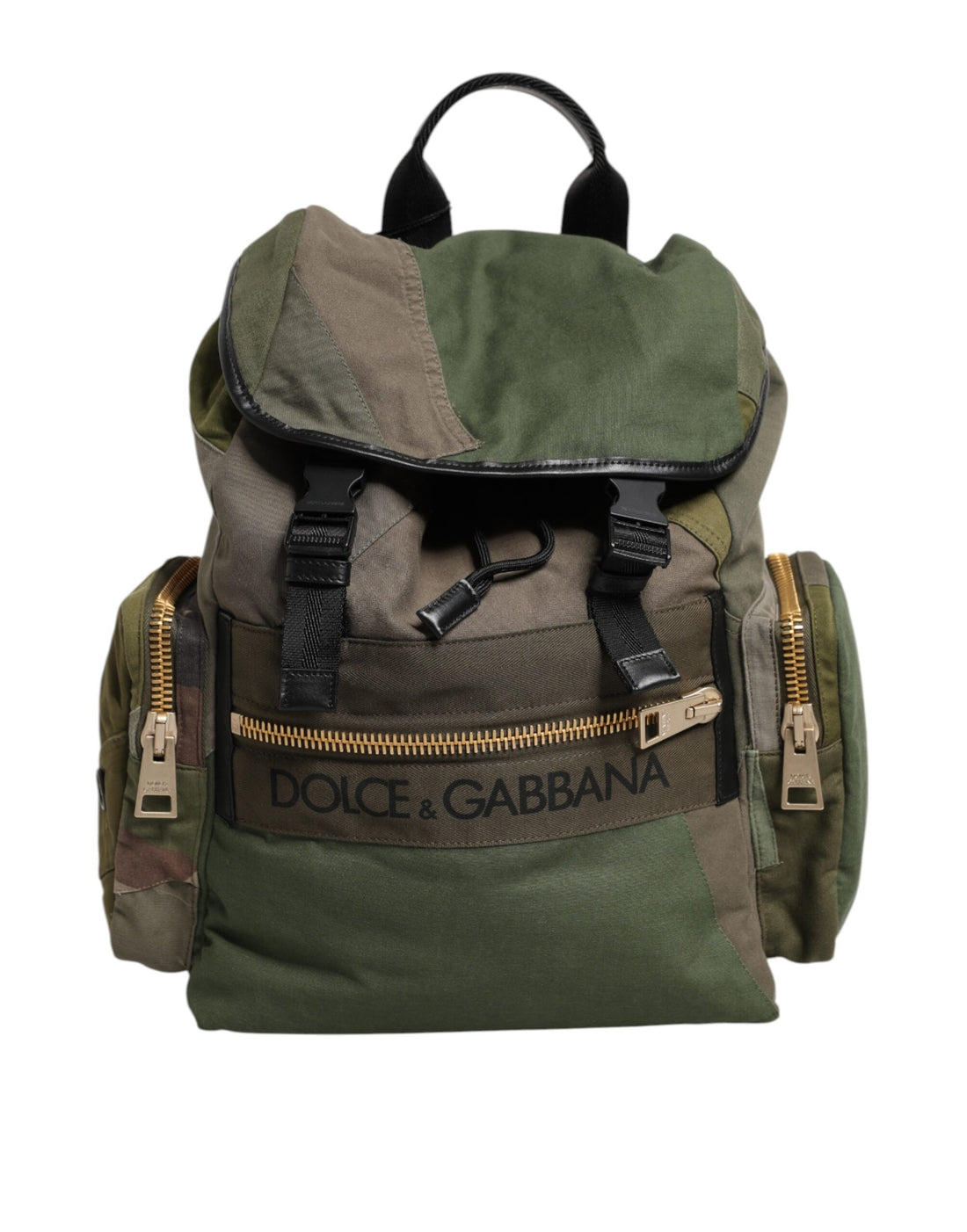 Dolce &amp; Gabbana Military Green Patchwork Rucksack Backpack Bag