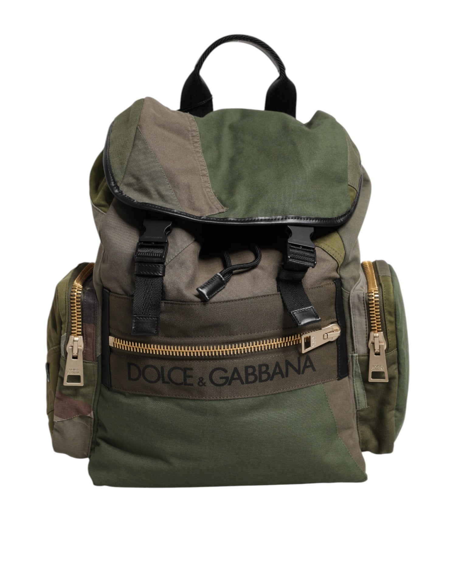 Dolce &amp; Gabbana Military Green Patchwork Rucksack Backpack Bag