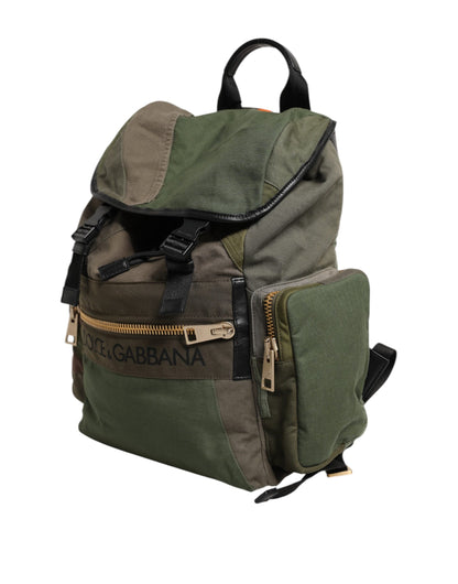 Dolce &amp; Gabbana Military Green Patchwork Rucksack Backpack Bag