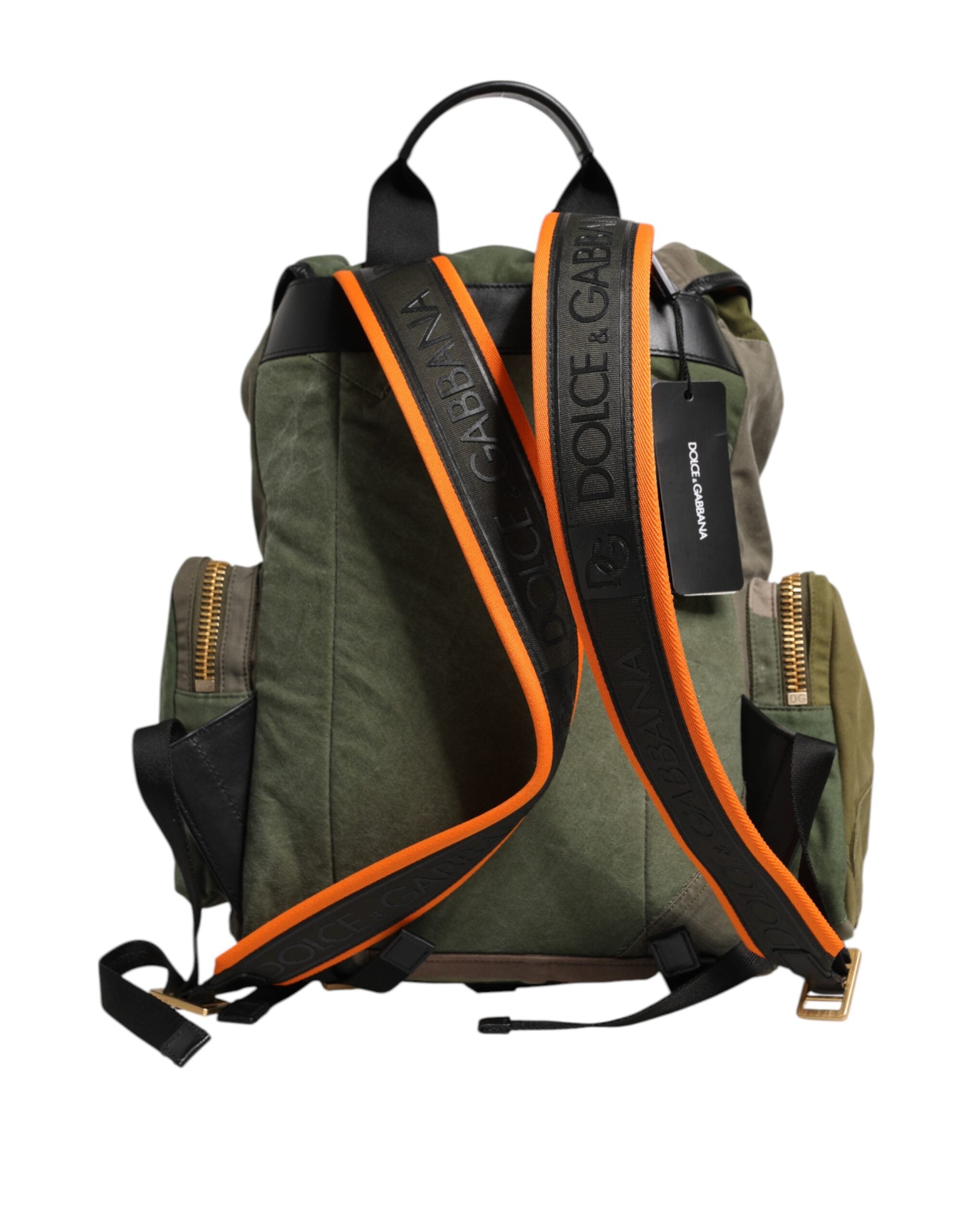 Dolce &amp; Gabbana Military Green Patchwork Rucksack Backpack Bag