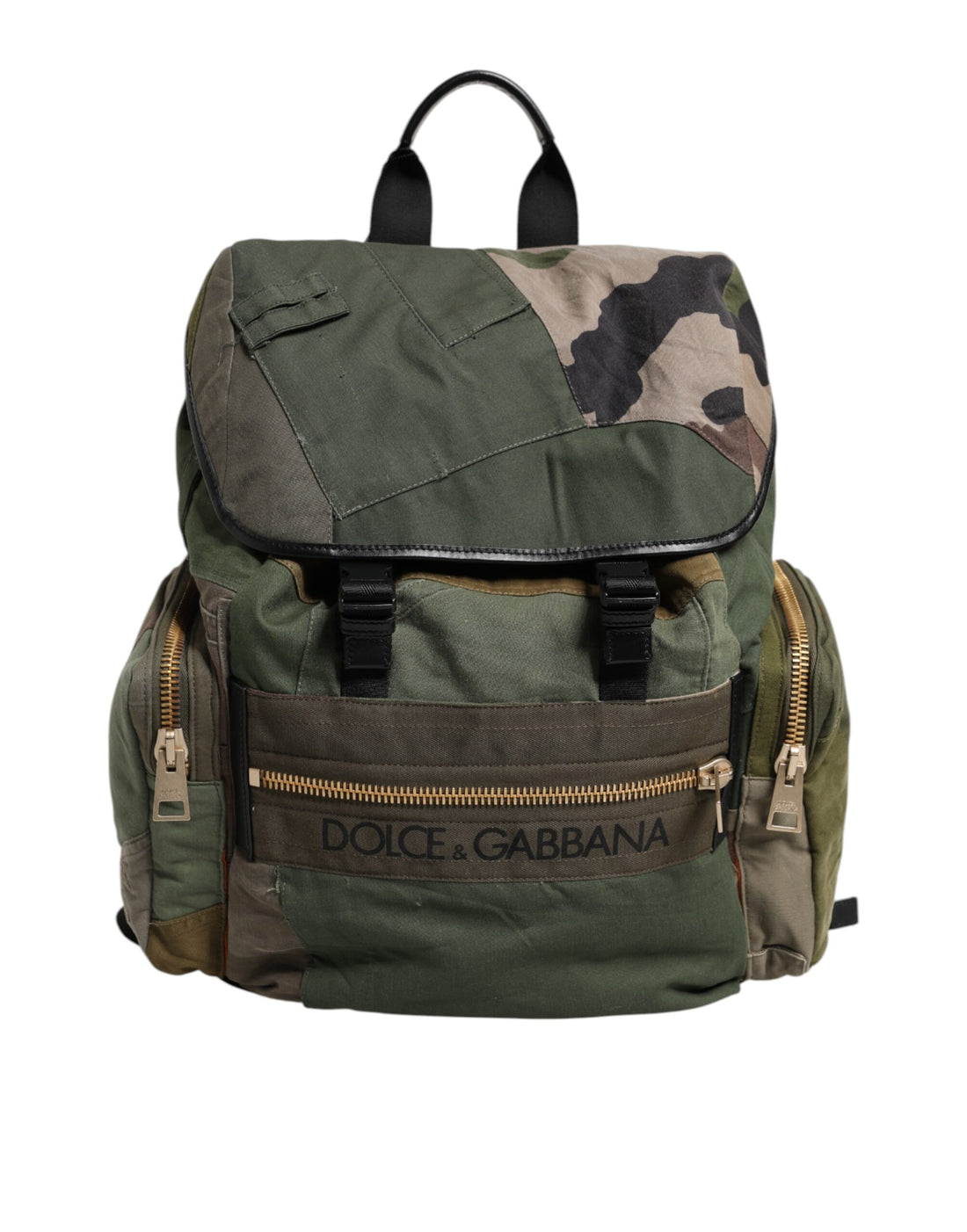 Dolce &amp; Gabbana Military Green Patchwork Rucksack Backpack Bag