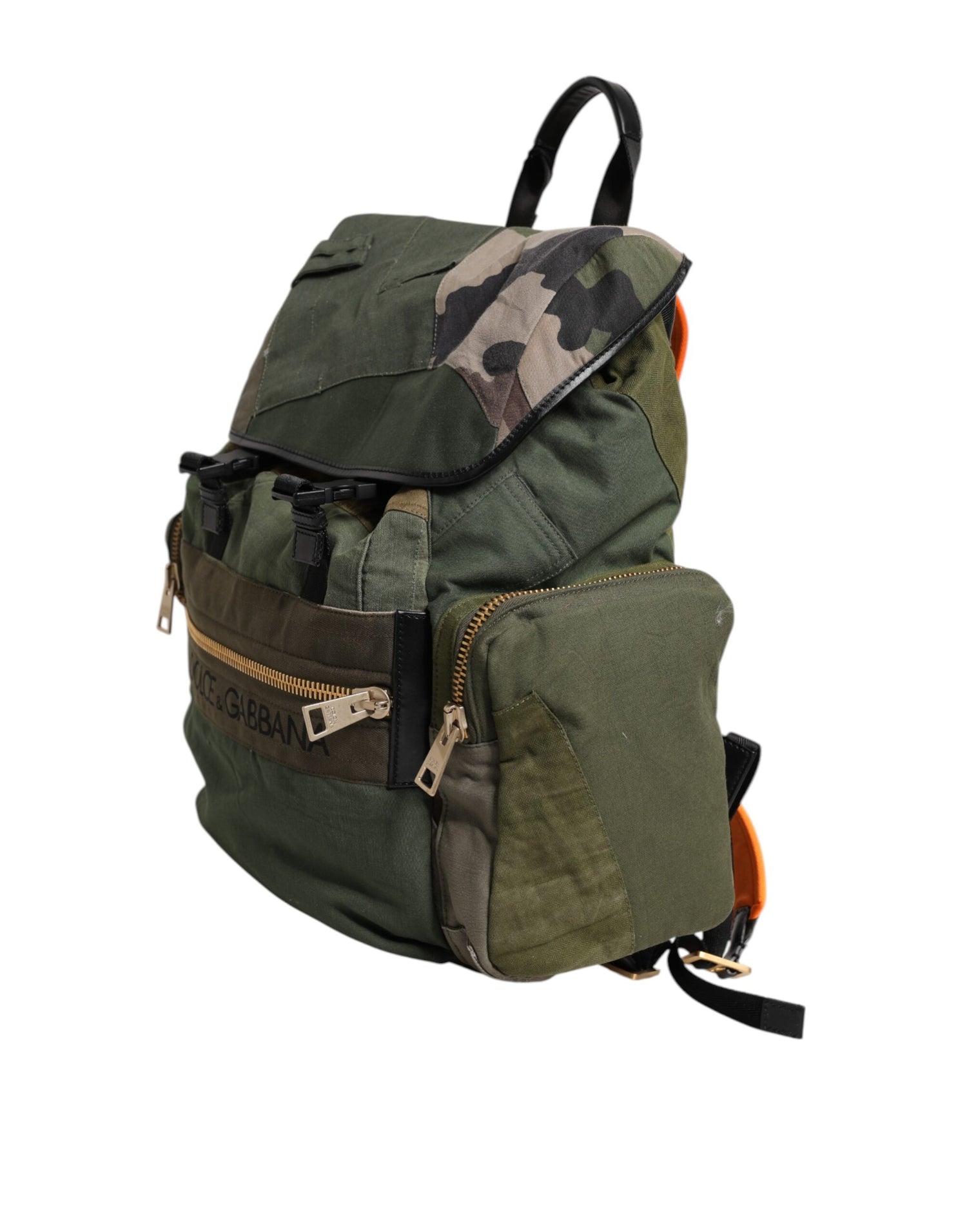 Dolce &amp; Gabbana Military Green Patchwork Rucksack Backpack Bag