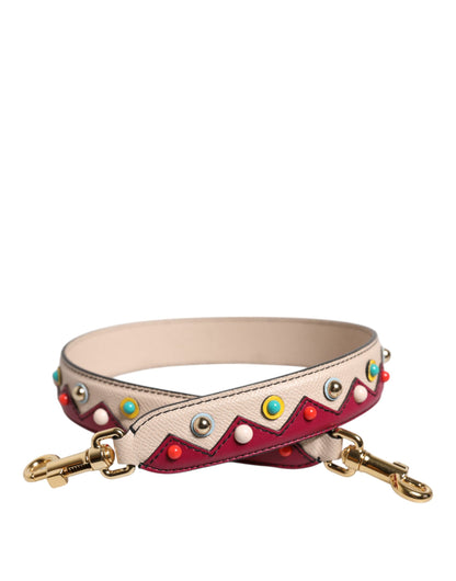 Dolce &amp; Gabbana Beige Red Leather Handbag Accessory Shoulder Strap