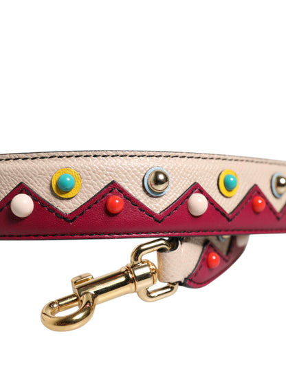 Dolce &amp; Gabbana Beige Red Leather Handbag Accessory Shoulder Strap