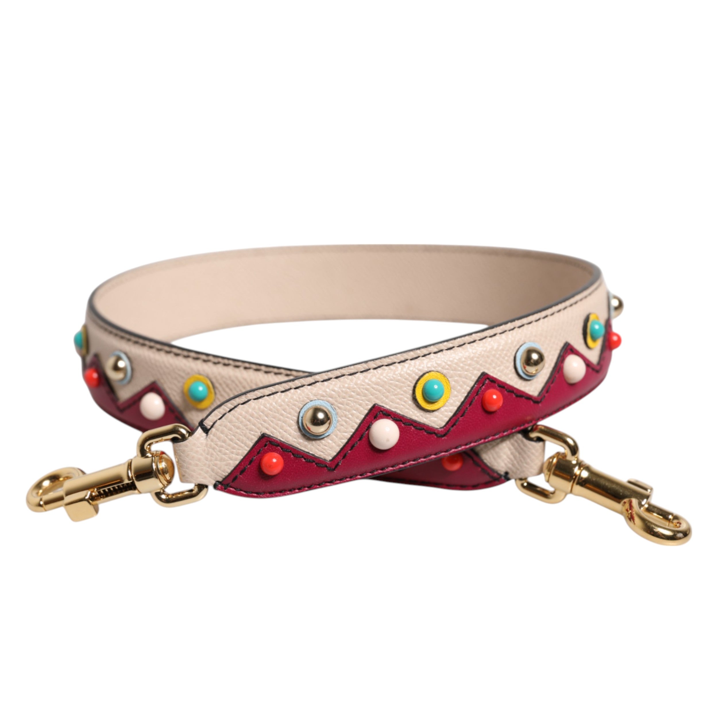 Dolce &amp; Gabbana Beige Red Leather Handbag Accessory Shoulder Strap
