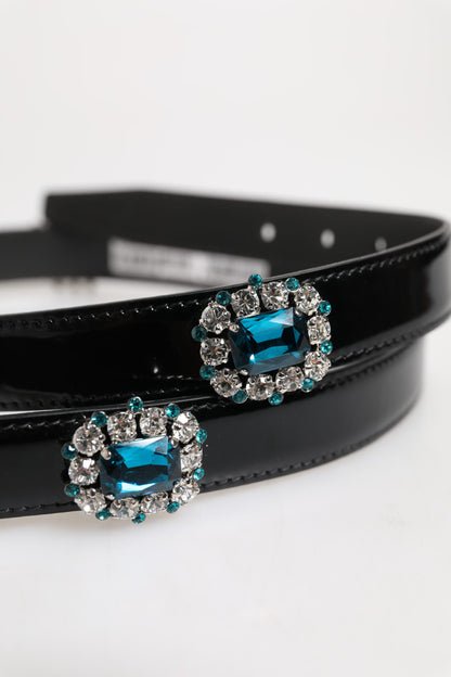 Dolce &amp;amp; Gabbana Svart Utsmyckat Metallbälte med Logotypspänne