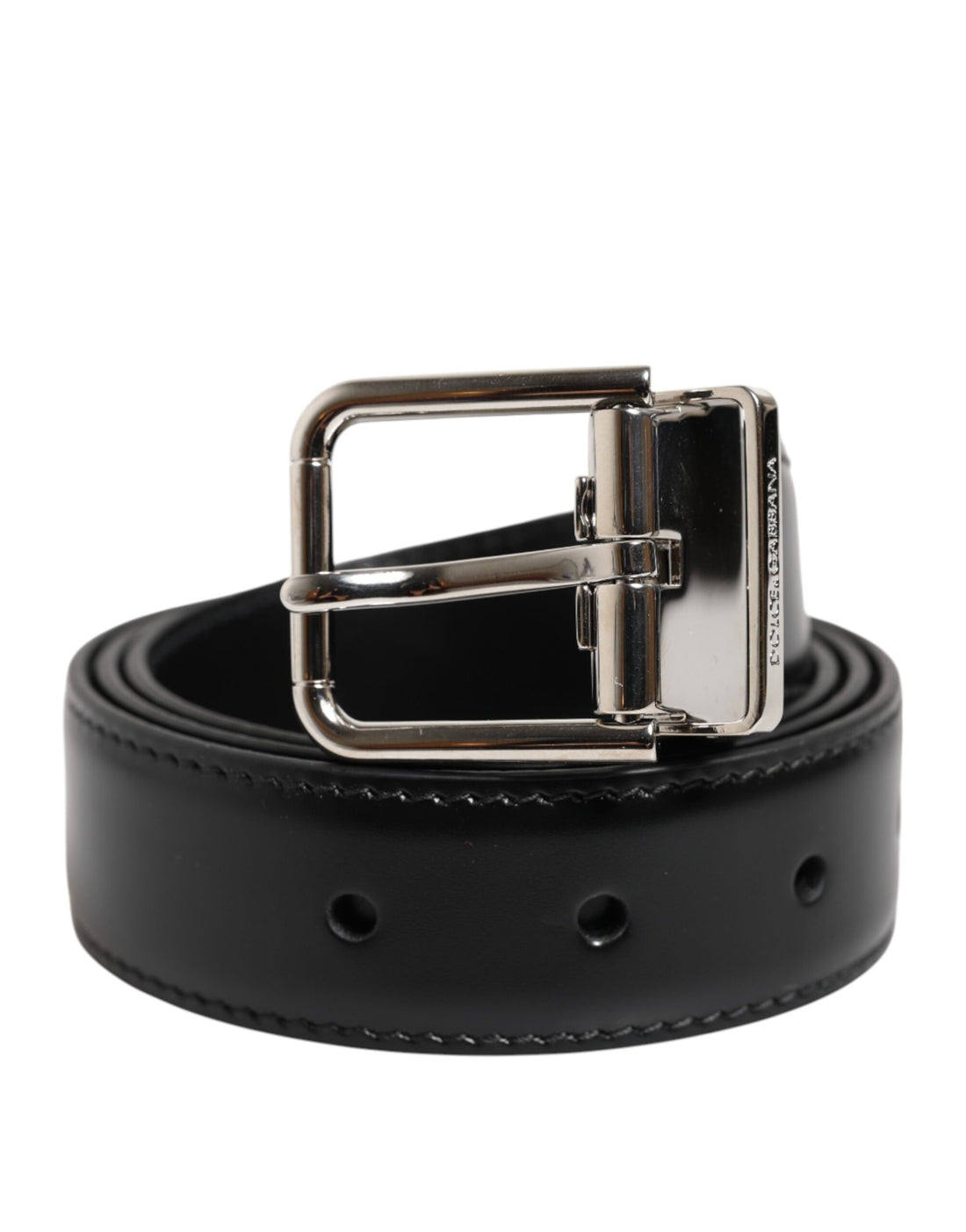 Dolce &amp; Gabbana Black Classic Leather Metal Buckle Belt
