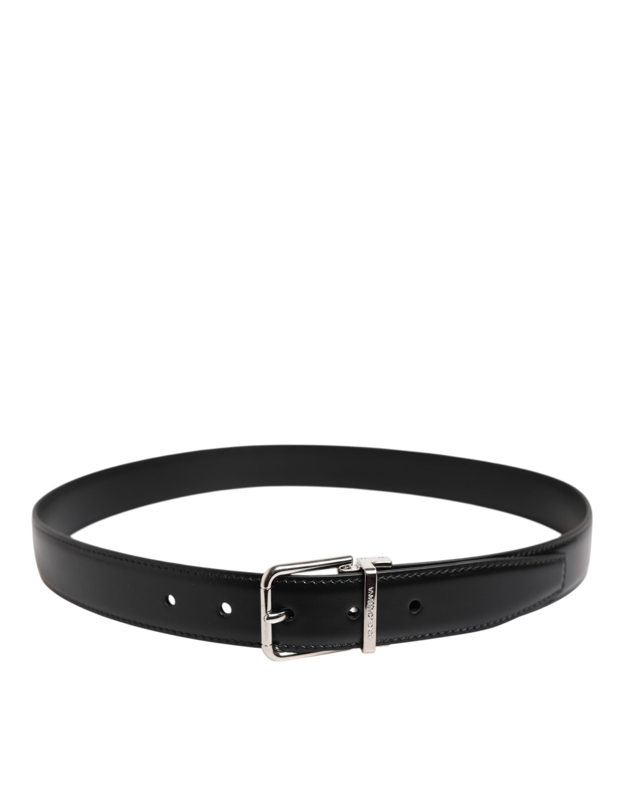 Dolce &amp; Gabbana Black Classic Leather Metal Buckle Belt