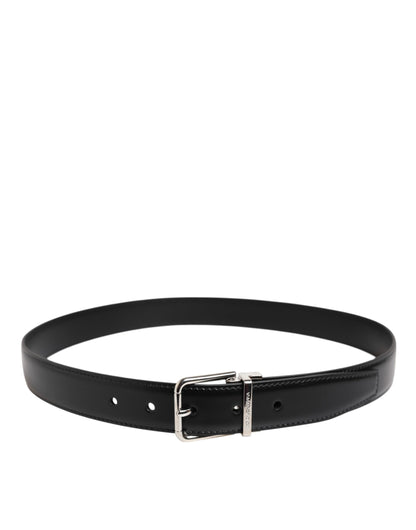 Dolce &amp; Gabbana Black Classic Leather Metal Buckle Belt