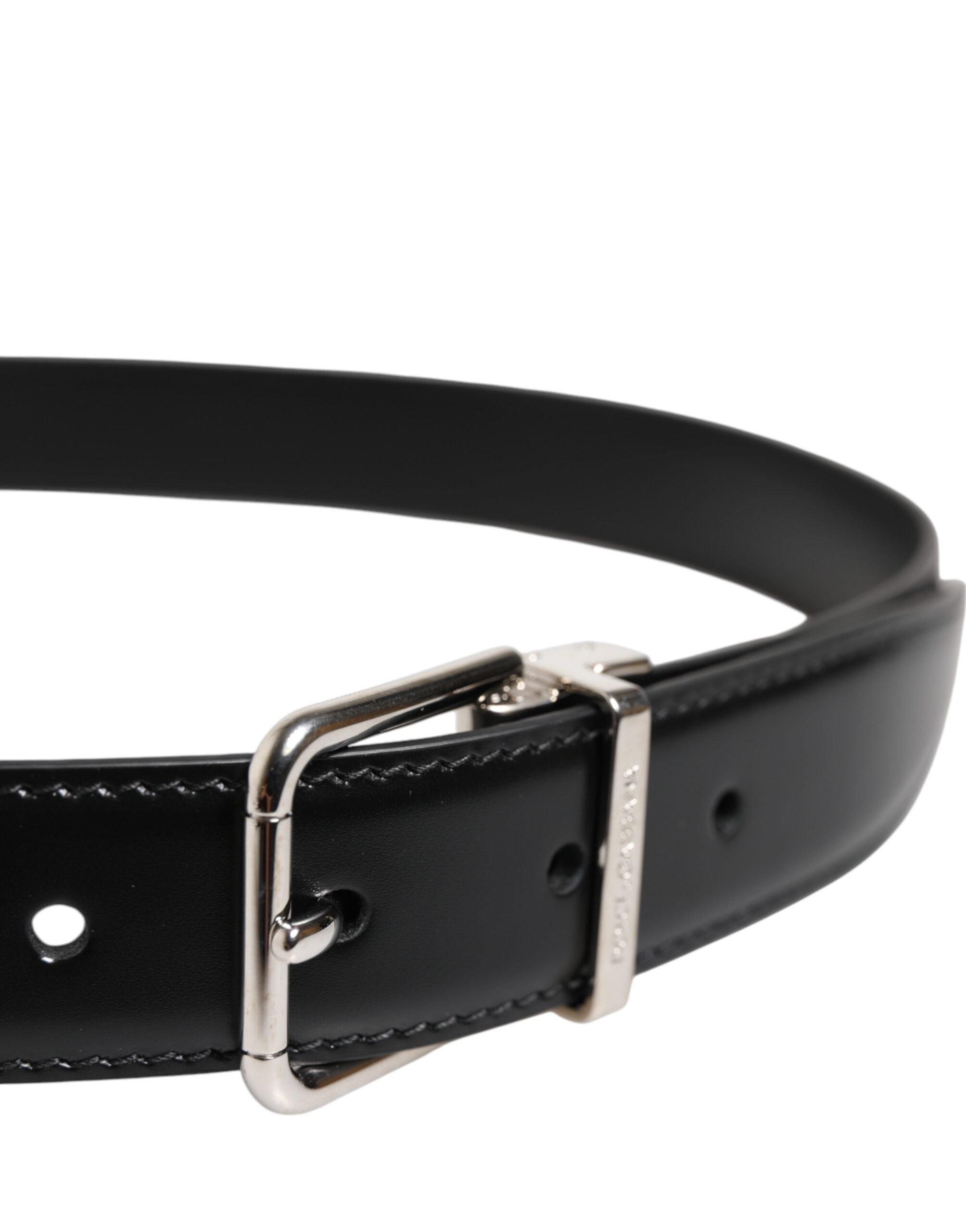 Dolce &amp; Gabbana Black Classic Leather Metal Buckle Belt