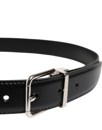 Dolce &amp; Gabbana Black Classic Leather Metal Buckle Belt