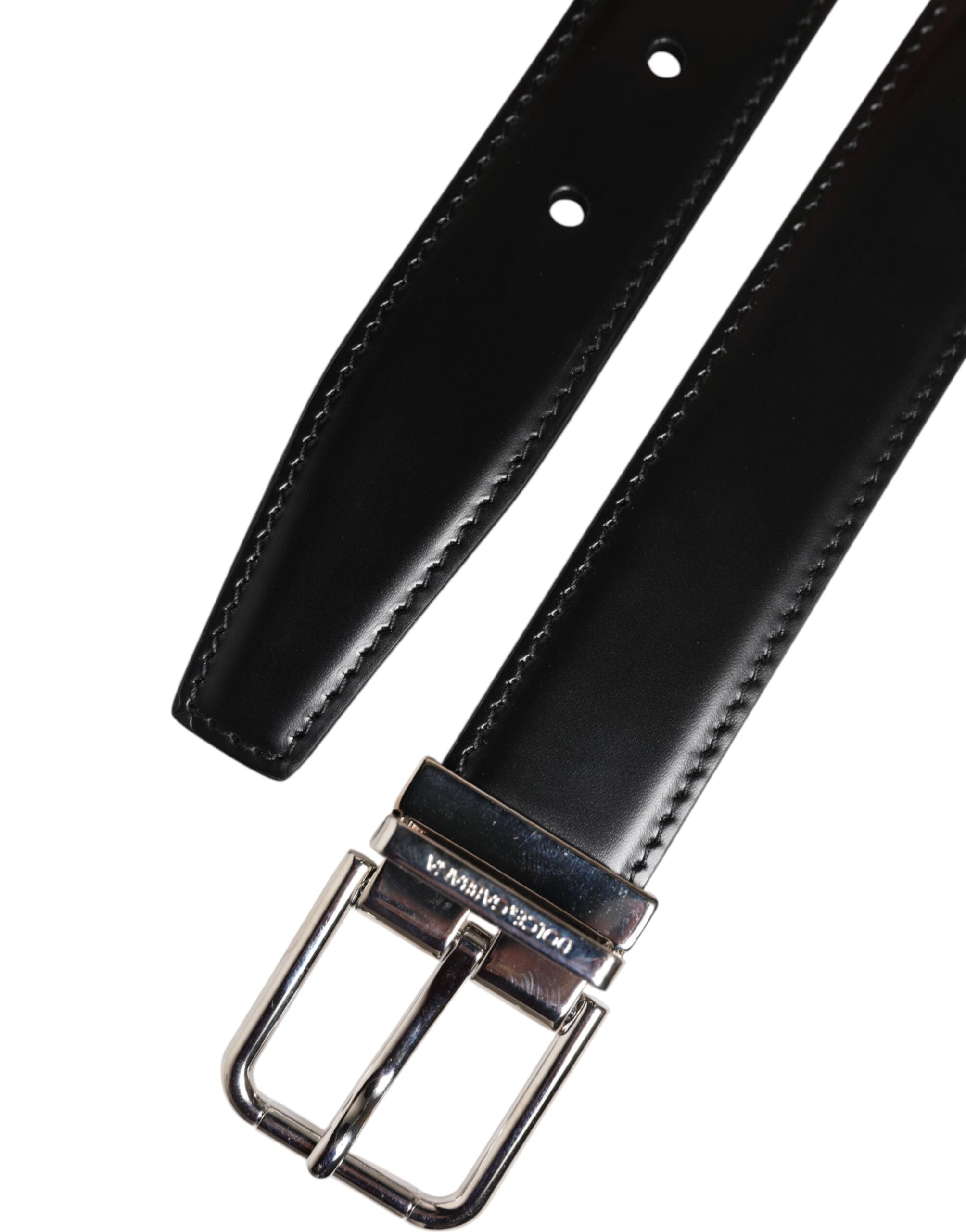 Dolce &amp; Gabbana Black Classic Leather Metal Buckle Belt