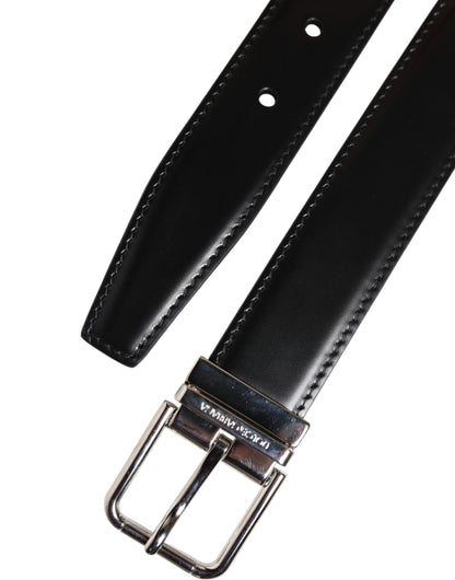 Dolce &amp; Gabbana Black Classic Leather Metal Buckle Belt