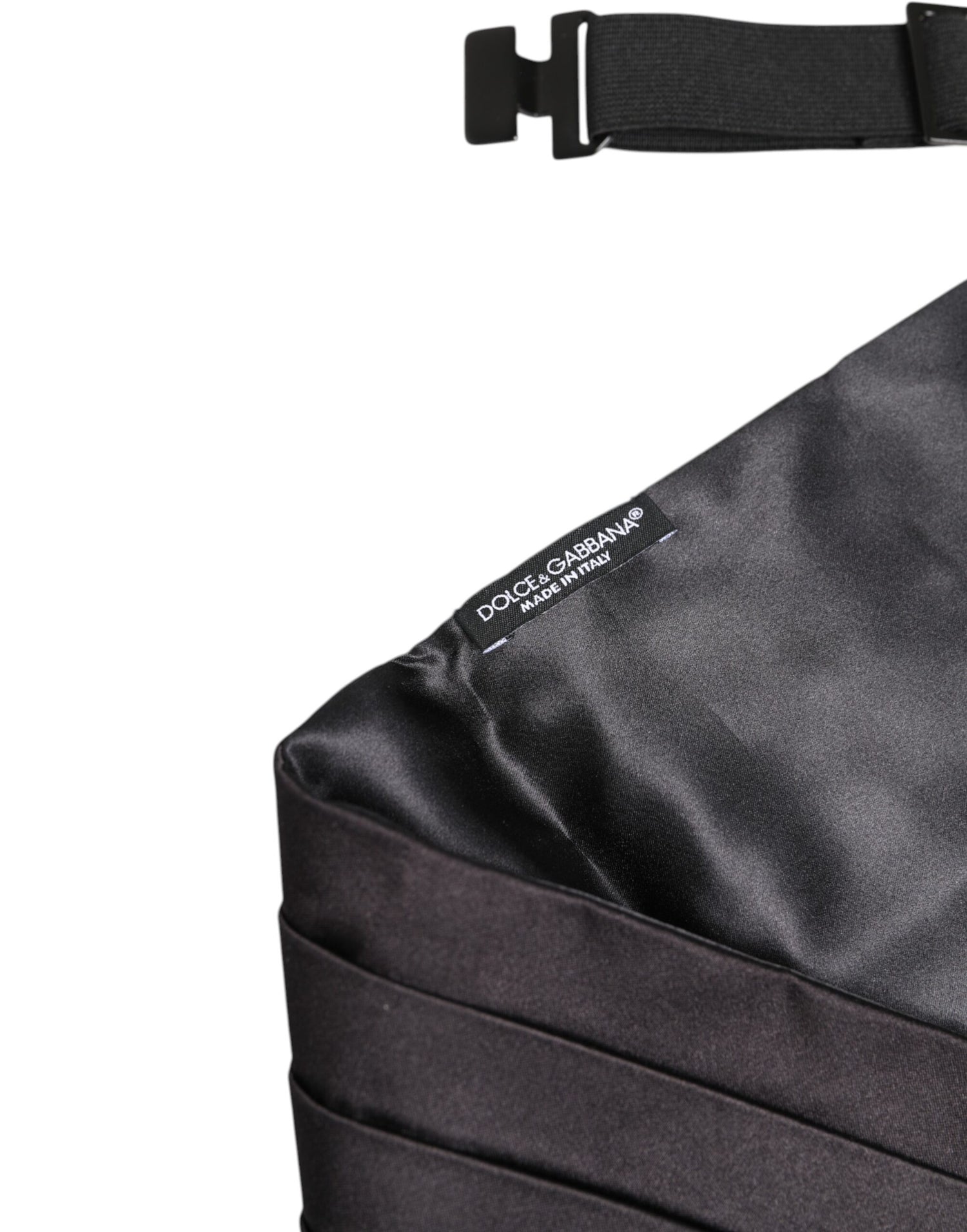 Dolce &amp; Gabbana Black Men 100% Silk Belt Wide Waist Cummerbund