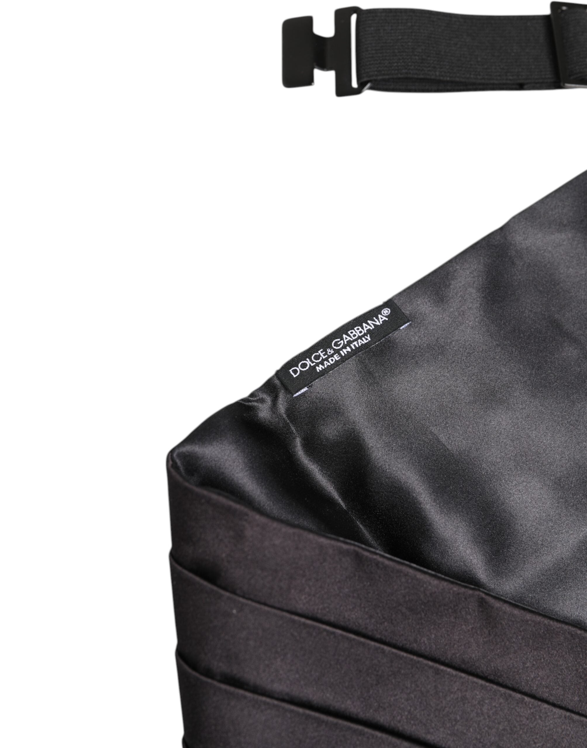 Dolce &amp; Gabbana Black Men 100% Silk Belt Wide Waist Cummerbund