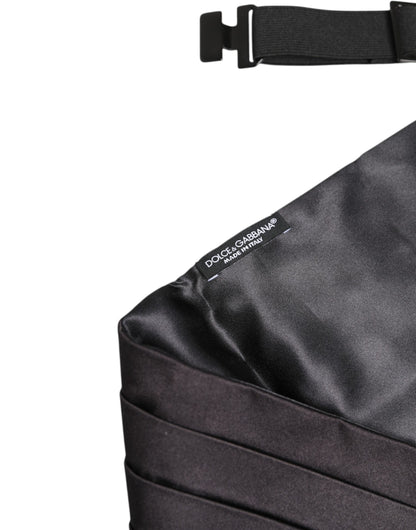 Dolce &amp; Gabbana Black Men 100% Silk Belt Wide Waist Cummerbund