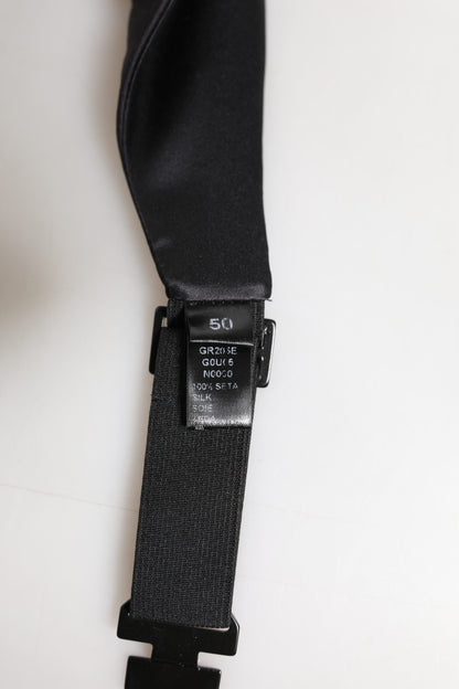 Dolce &amp; Gabbana Black Men 100% Silk Belt Wide Waist Cummerbund