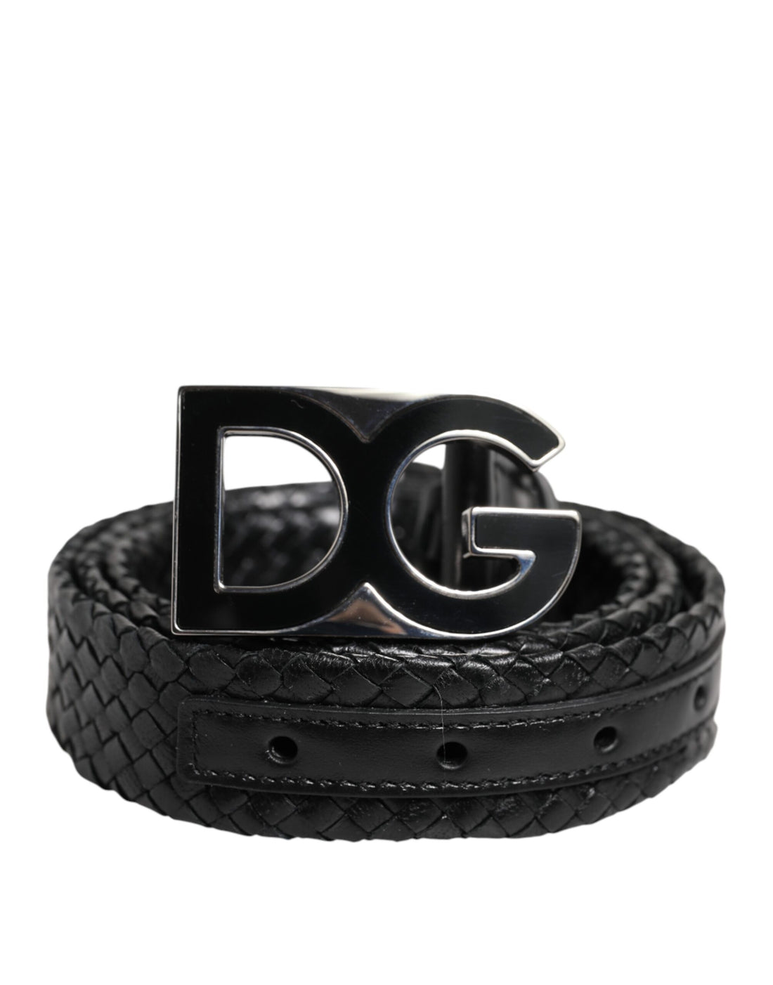 Dolce &amp; Gabbana Black Classic Leather DG Logo Buckle Belt