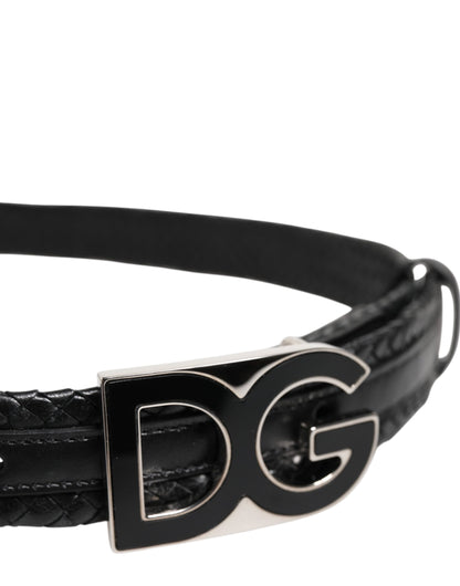 Dolce &amp;amp; Gabbana svart klassiskt läderbälte med DG-logotyp och spänne