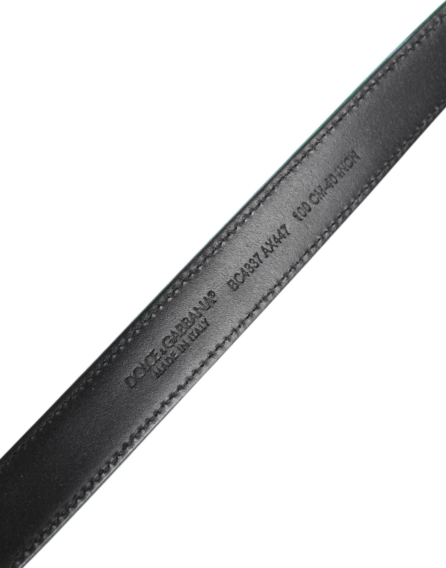 Dolce &amp; Gabbana Green Black Polyester Metal Buckle Belt