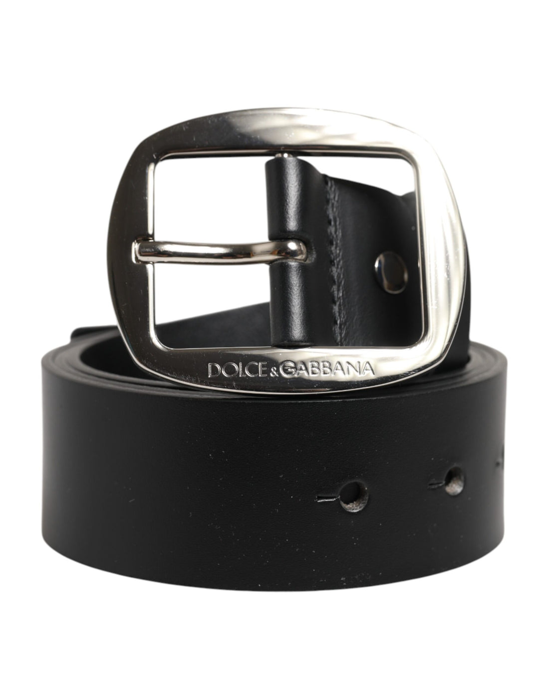 Dolce &amp; Gabbana Black Leather Classic Metal Buckle Belt