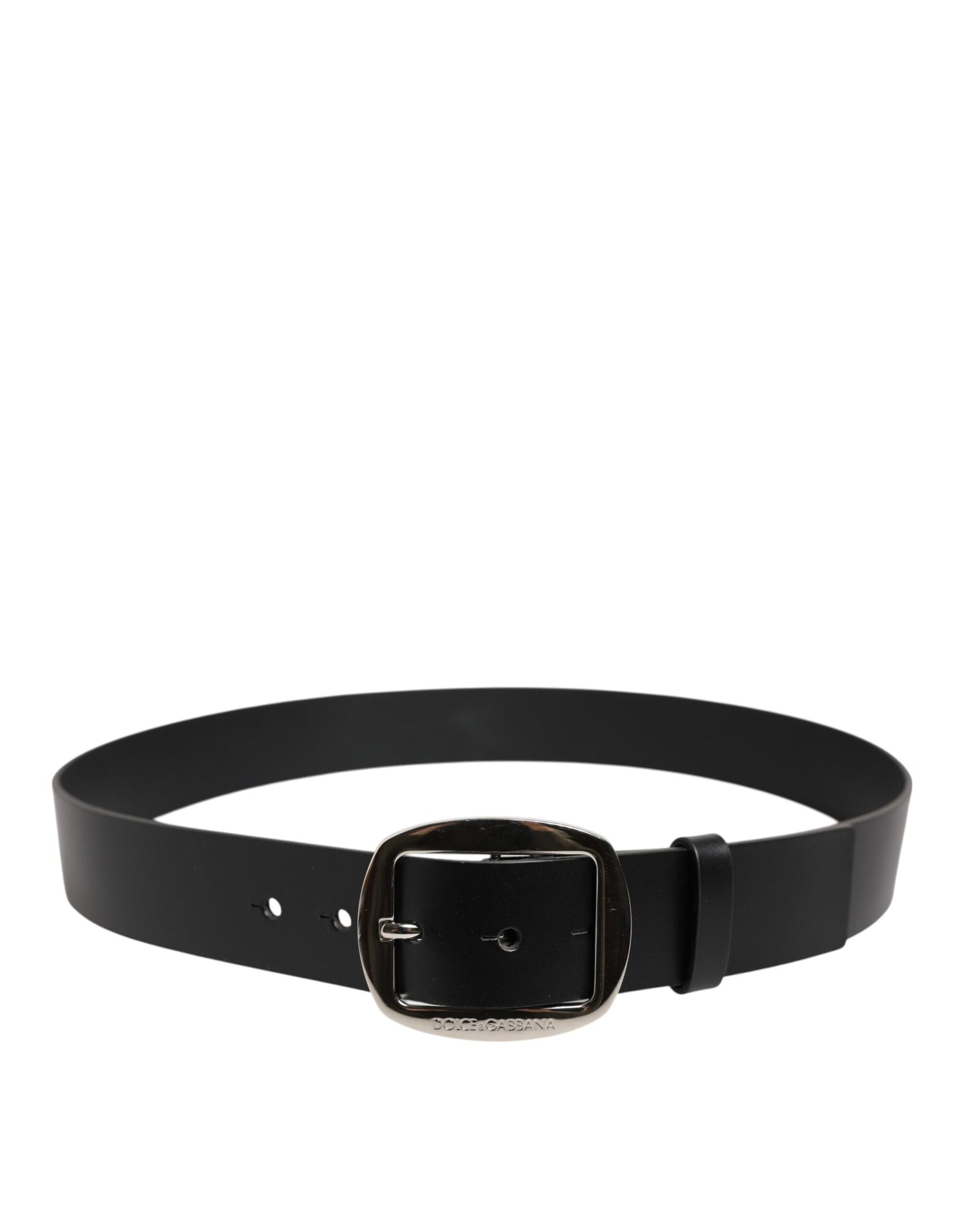 Dolce &amp; Gabbana Black Leather Classic Metal Buckle Belt