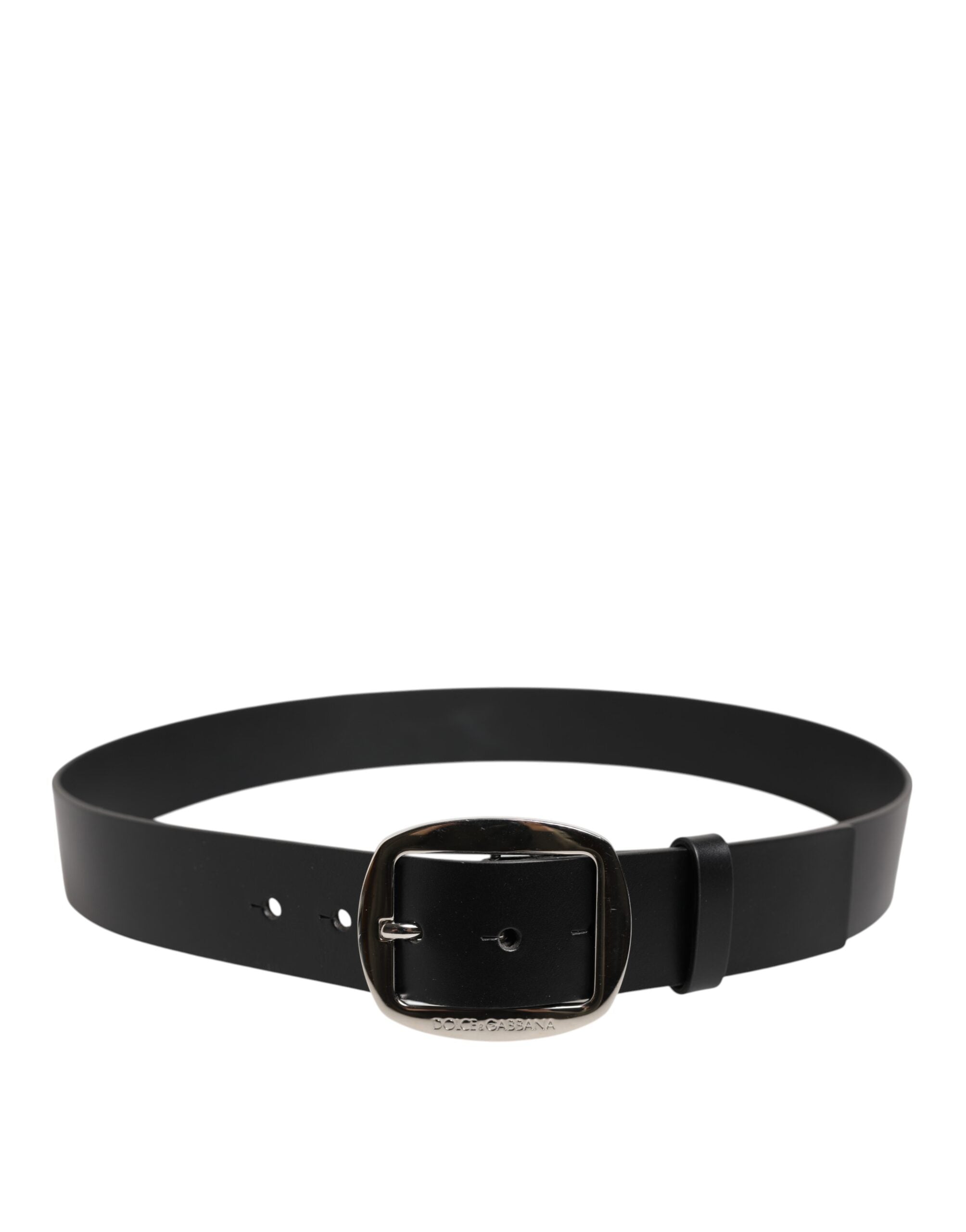 Dolce &amp; Gabbana Black Leather Classic Metal Buckle Belt