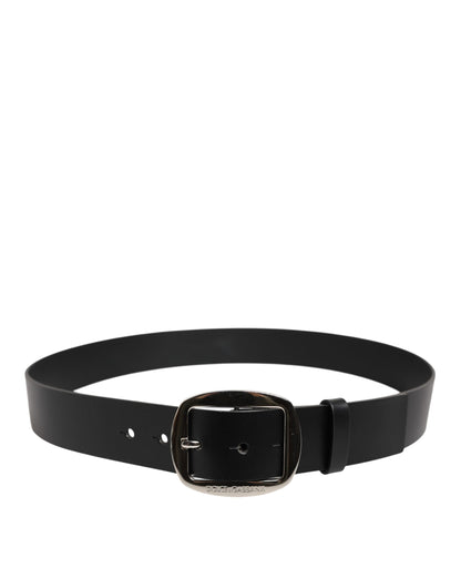 Dolce &amp; Gabbana Black Leather Classic Metal Buckle Belt