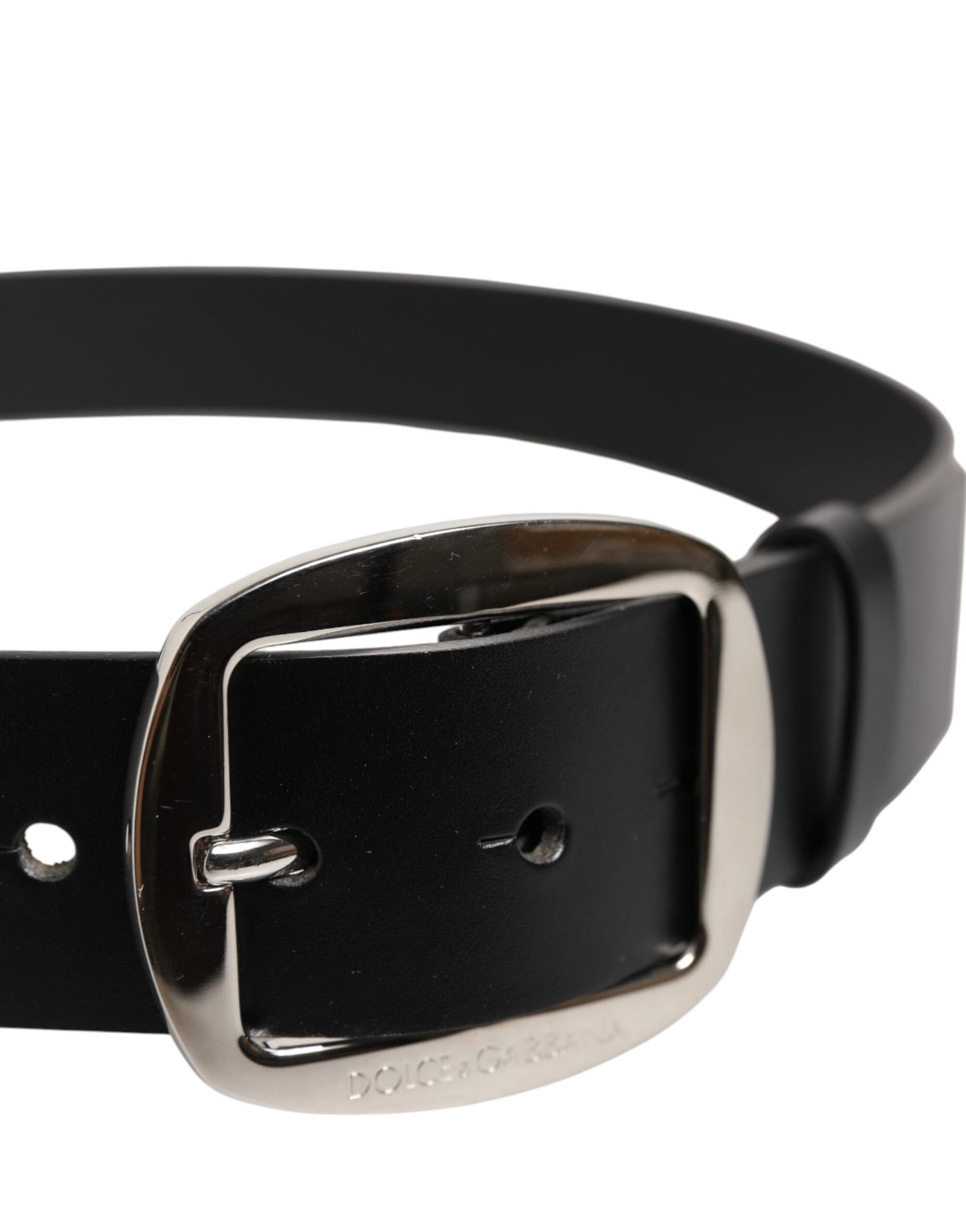 Dolce &amp; Gabbana Black Leather Classic Metal Buckle Belt