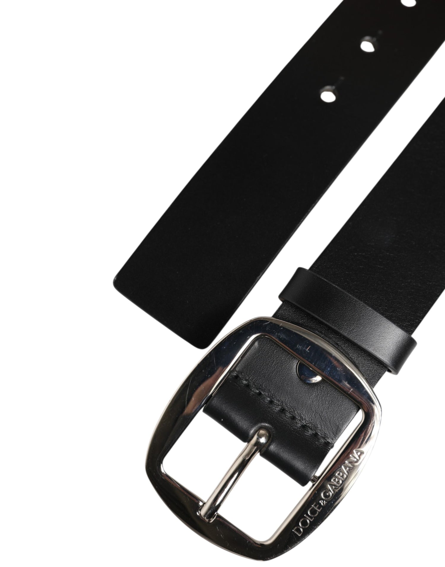 Dolce &amp; Gabbana Black Leather Classic Metal Buckle Belt
