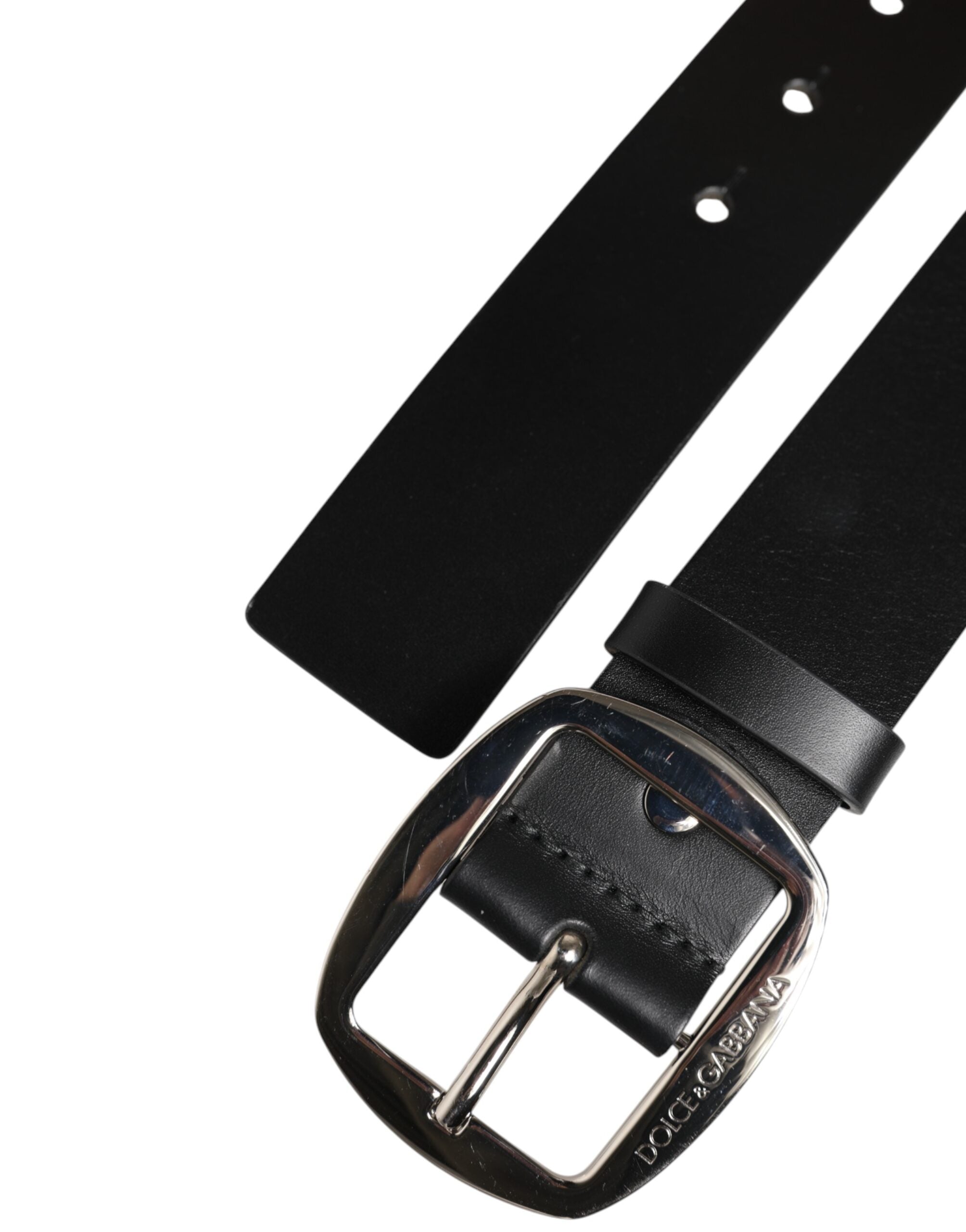 Dolce &amp; Gabbana Black Leather Classic Metal Buckle Belt
