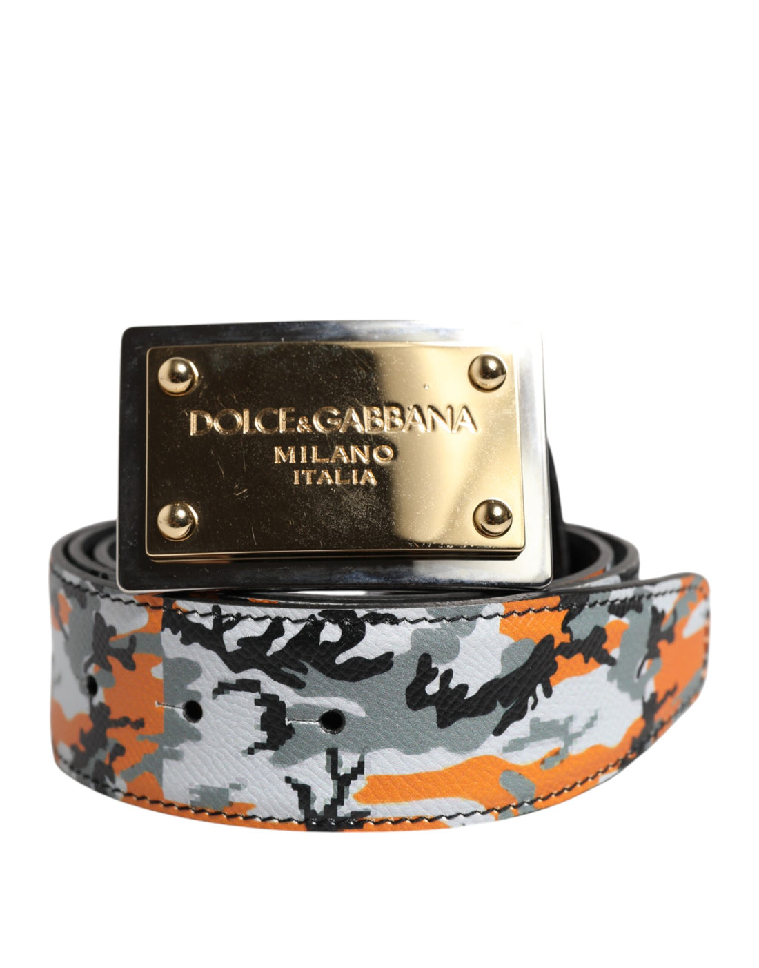 Dolce &amp; Gabbana Multicolor Camouflage Metal Logo Buckle Belt